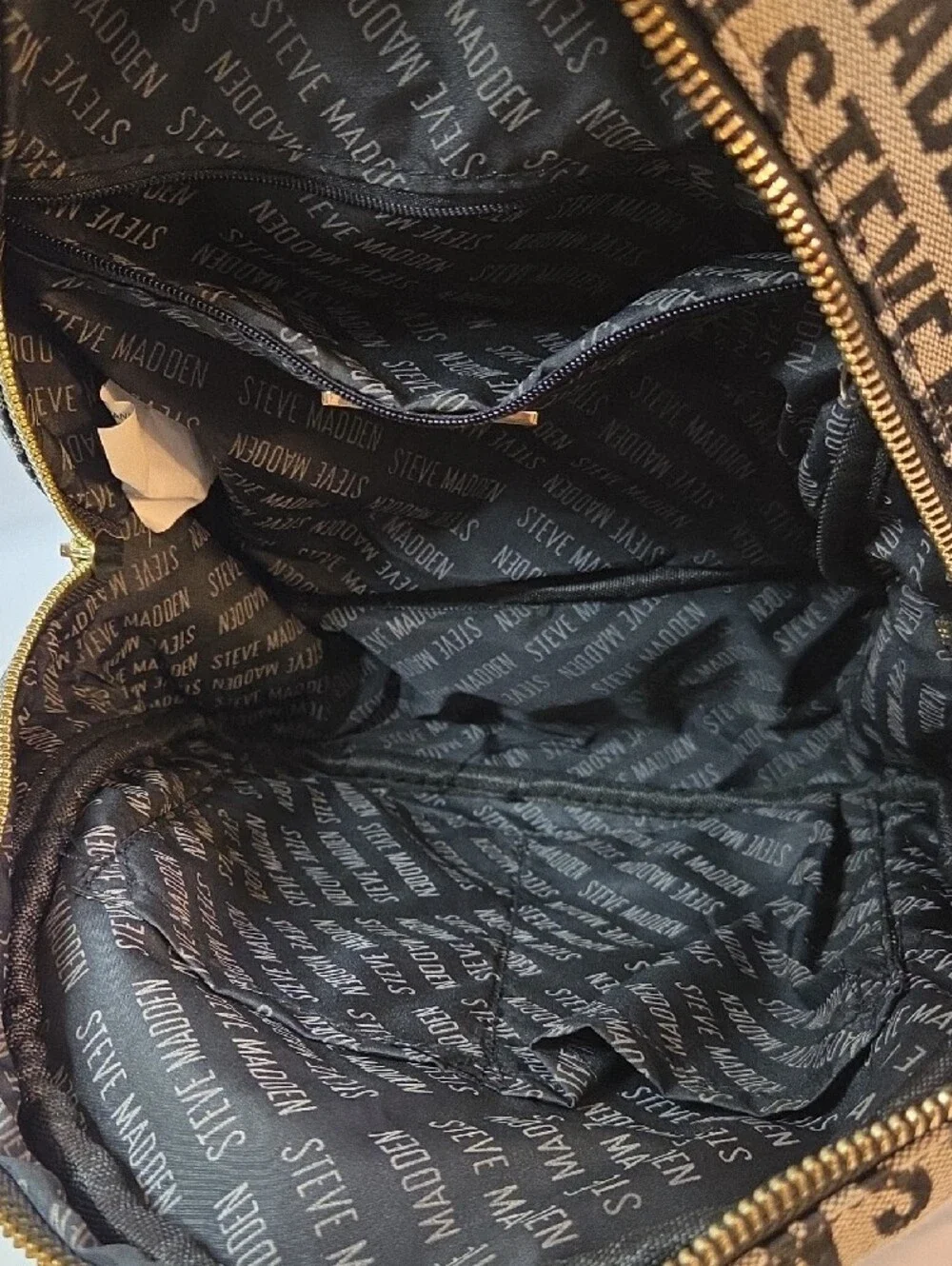 Steve Madden Black Logo Patterned Mini Backpack